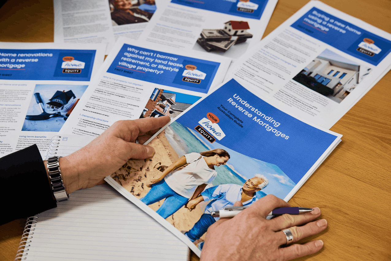 Reverse Mortgage Paperwork at a desk